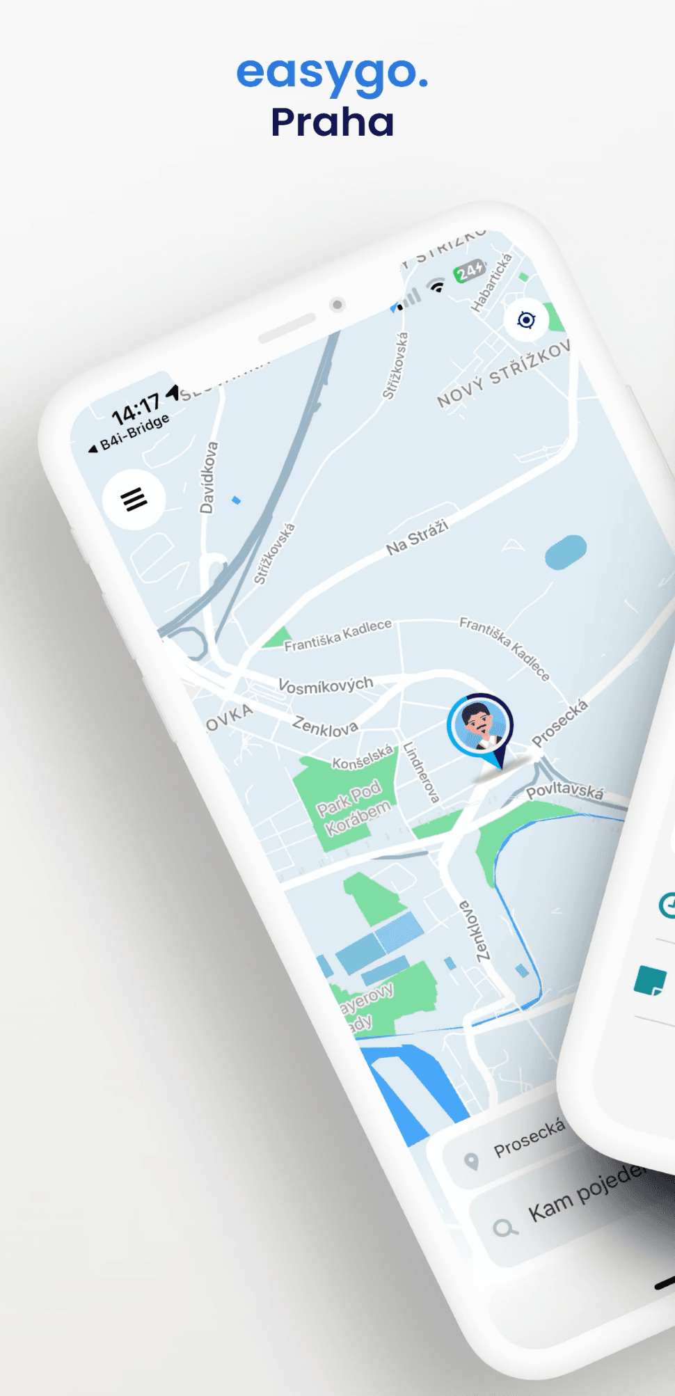 Aplikace EasyGo — mapa s polohou vozu